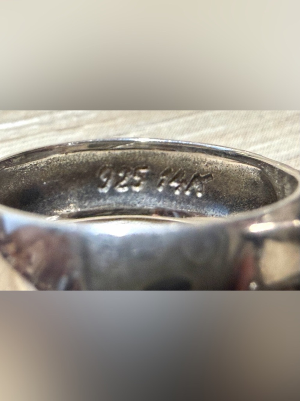 Designer YAM Israel Sterling Silver & 14K Gold Clear Natural Stone Ring, Size 5 - Picture 8 of 11
